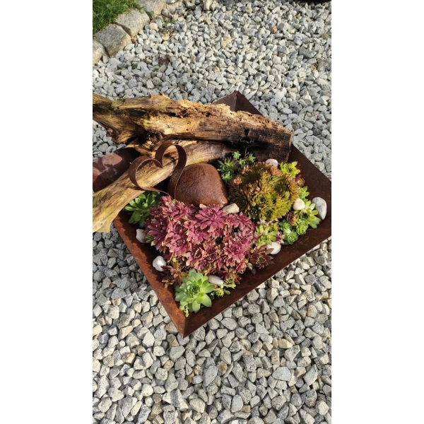 Oczko wodne DONICZKA Donica Metalowa RUSTYKALNA efekt corten kwadratowa 30x30cm