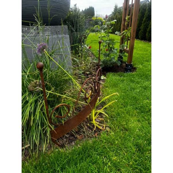 Płot OGRÓD ozdoba do hortensji obrzeże metalowe solidne podpora zaokrąglone 50x60cm