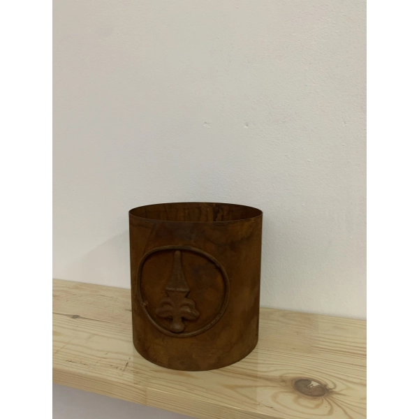DONICZKA Osłonka Na Donice Metalowa RUSTYKALNA efekt corten na balkon okrągła 15x15cm