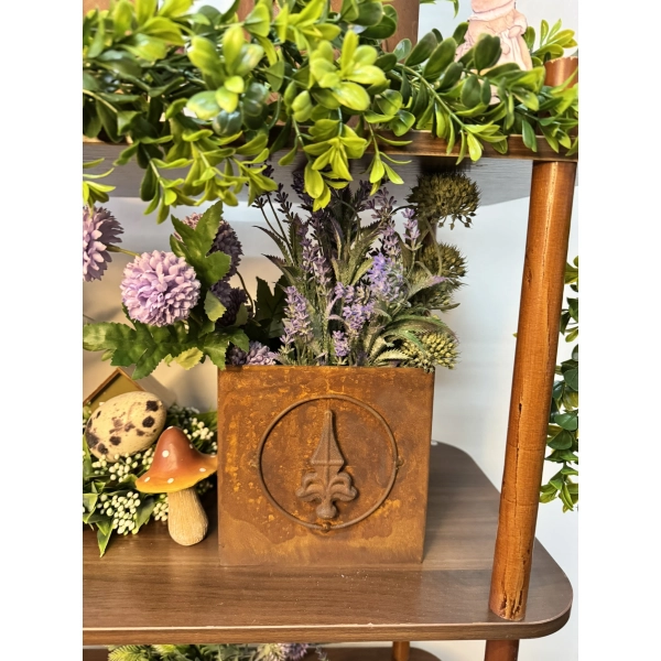 DONICZKA Osłonka Na Donice Metalowa RUSTYKALNA efekt corten na balkon 15x15cm