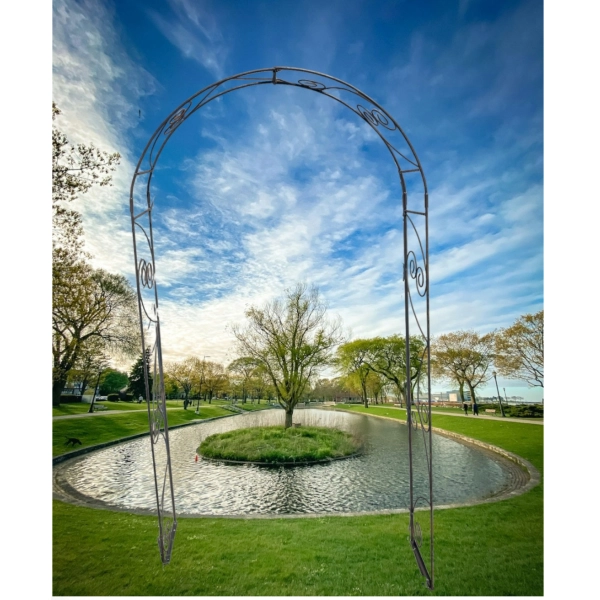 Pergola metal LUCK DESIGN łuk szerokość 120cm wysokość 230 cm + 4× Haczyk haki metalowy DO MOCOWANIA DO ZIEMI 30cm