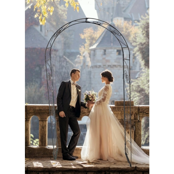 Pergola metal LUCK DESIGN łuk szerokość 120cm wysokość 230 cm + 4× Haczyk haki metalowy DO MOCOWANIA DO ZIEMI 30cm