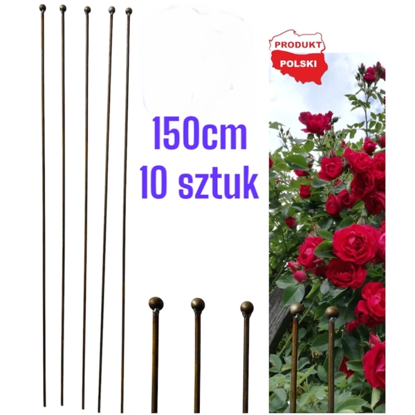 10 x PALIK TYCZKA DO ROŚLIN 150CM PODPORA POMIDORÓW KWIATY METALOWA