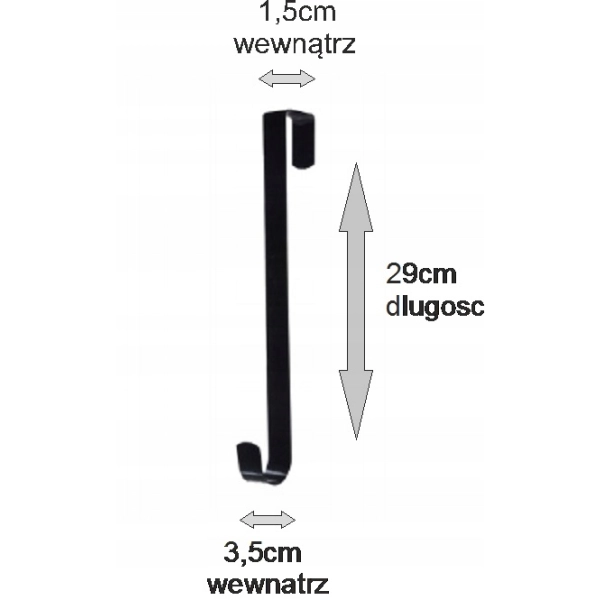 Uchwyt, WIESZAK metalowy na drzwi, szafę ubrania kurtki torebki garderobę długi 29cm