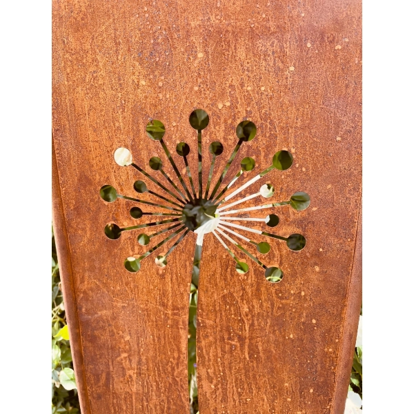 Panel ogrodowy parawan dekoracyjny metal patyna 180cm Dmuchawiec
