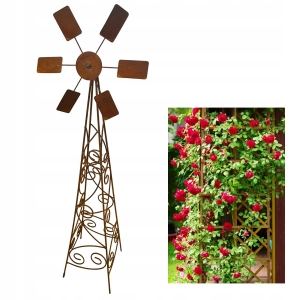 PODPORA Wiatrak ogrodowy turbina wiatrowa metalowy solidny rustykalny 2w1