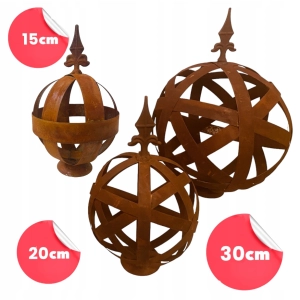 Kula dekoracja ogrodowa rustykalna zestaw 15, 20, 30cm rzeźba na podstawie