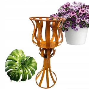 Ozdoba dekoracja ogrodowa świecznik kwietnik metalowy doniczka polski 60cm
