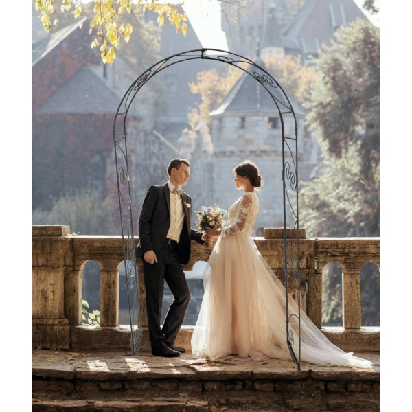 SOLIDNA PERGOLA METALOWA OGRODOWA ŁUK PODPORA NA KWIATY RÓŻE 120x 230cm MOCNA