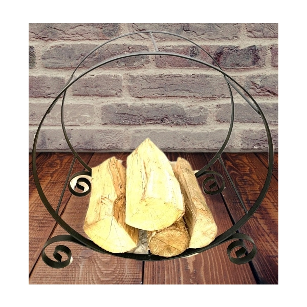 Stojak na drewno kominkowe LOFT, nowoczesny solidny pojemny okrągły 60cm
