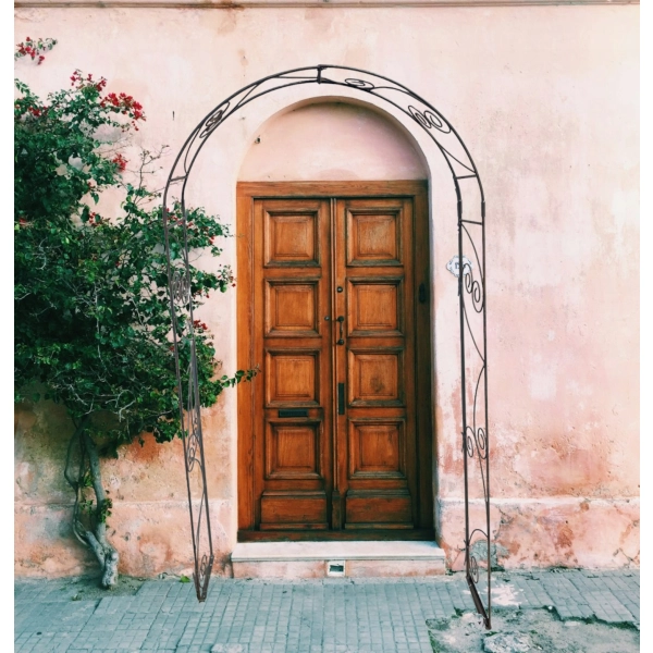 SOLIDNA PERGOLA METALOWA OGRODOWA ŁUK PODPORA NA KWIATY RÓŻE 120x 230cm MOCNA
