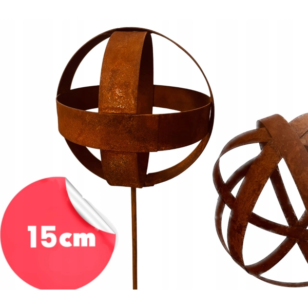 Kula dekoracja ogrodowa rustykalna metalowa 15cm ogród doniczka ozdoba pik